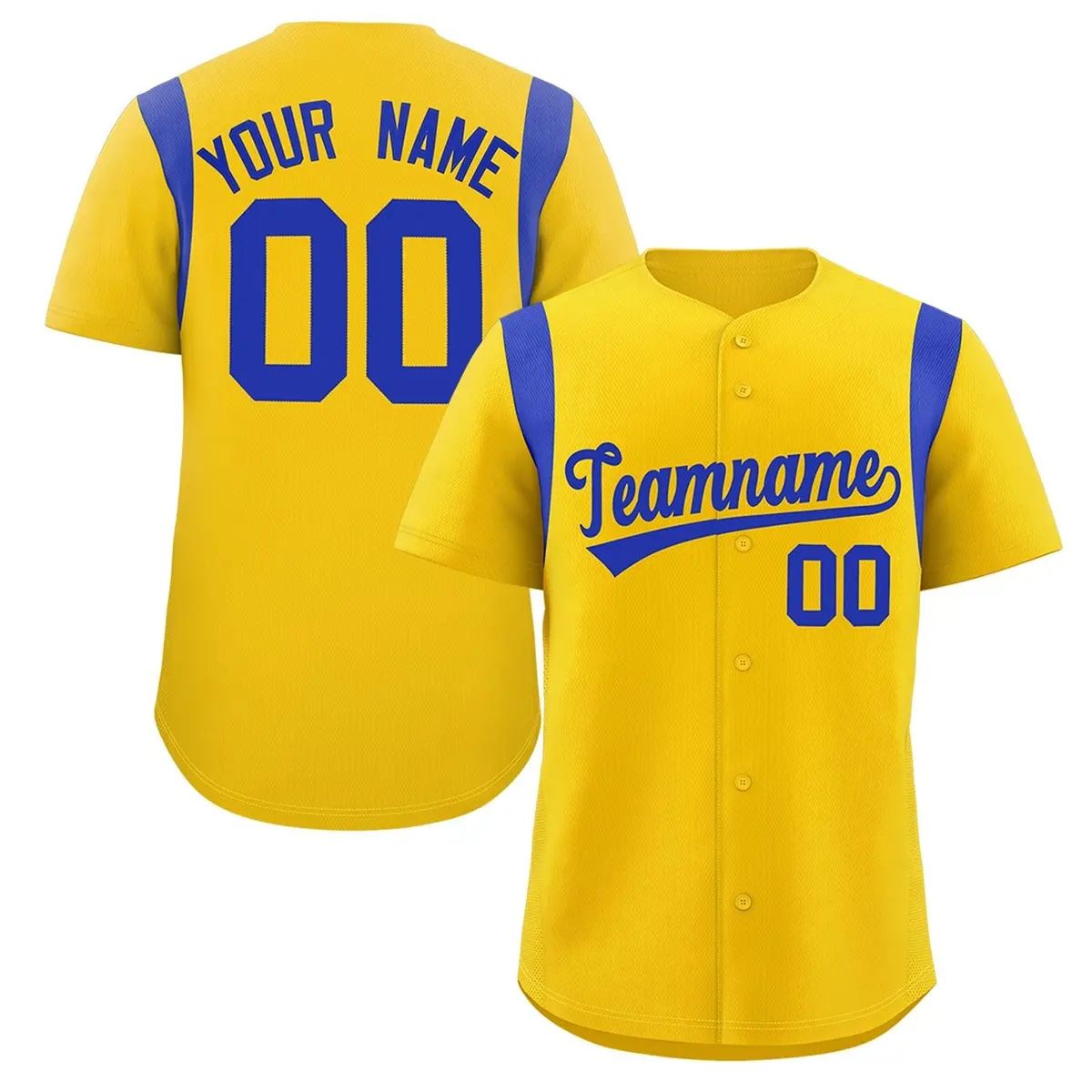 Gold Royal Classic Full Button Baseball Jersey