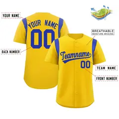 Gold Royal Classic Full Button Baseball Jersey 2