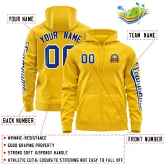Gold Royal Classic Full-Zip Varsity Letterman Jacket Hoodie 4