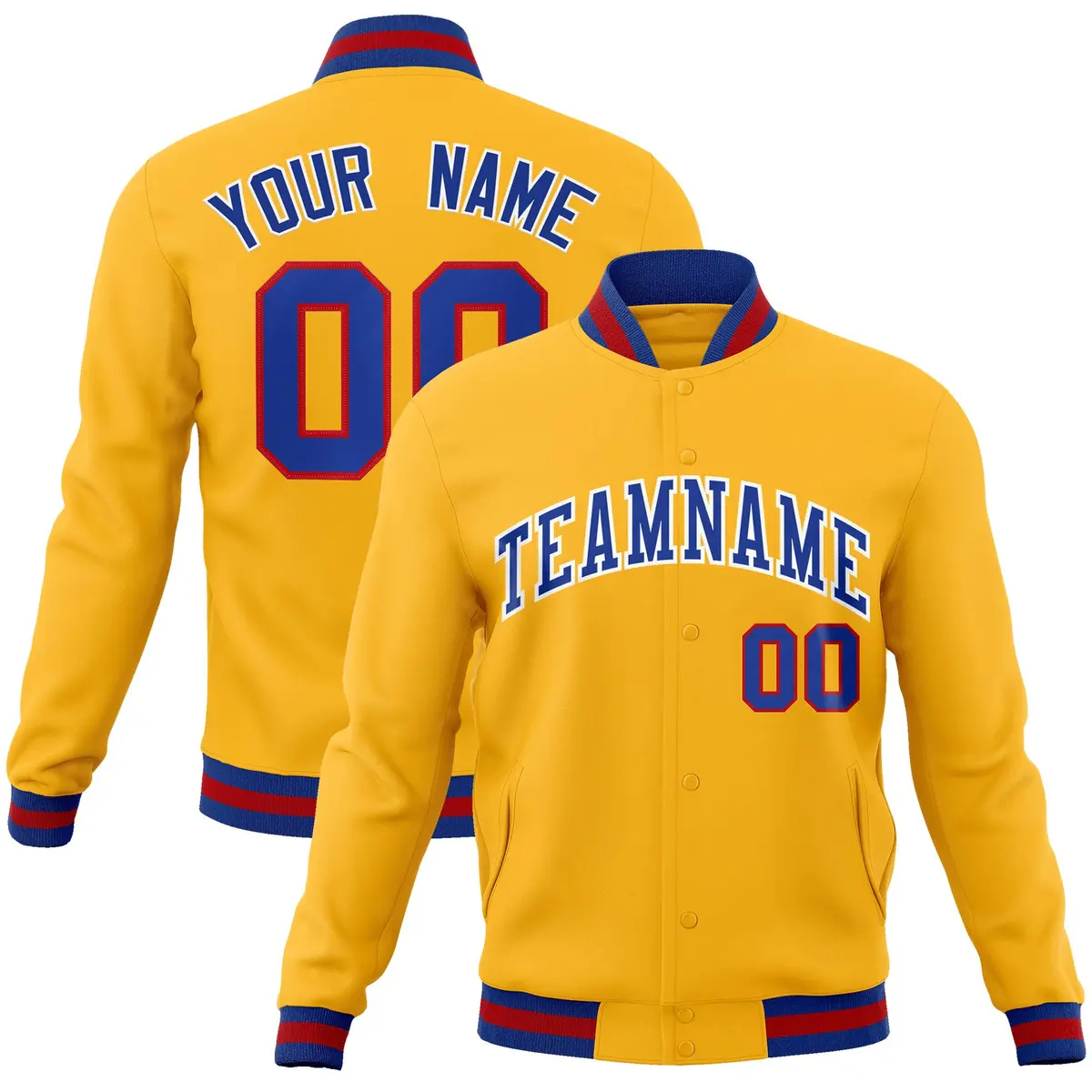 Gold Royal Classic Varsity Full-Snap Letterman Jacket