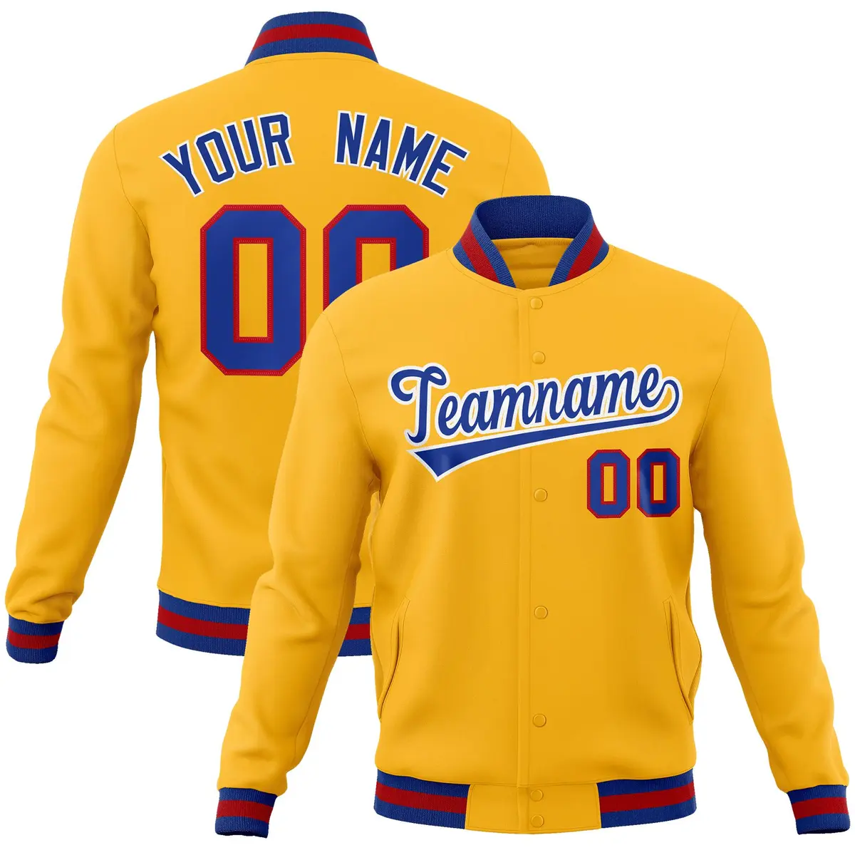Gold Royal Classic Varsity Full-Snap Letterman Jacket