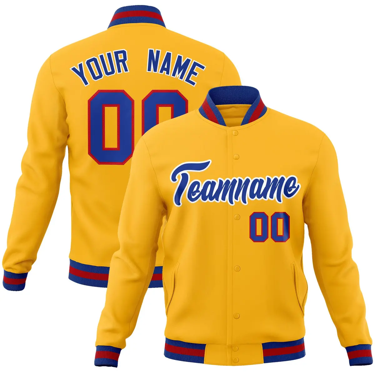 Gold Royal Classic Varsity Full-Snap Letterman Jacket