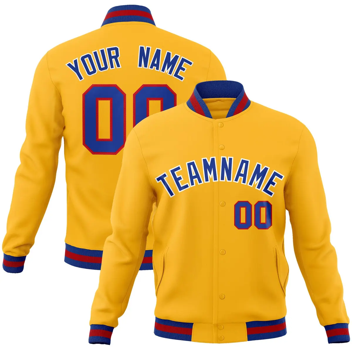 Gold Royal Classic Varsity Full-Snap Letterman Jacket