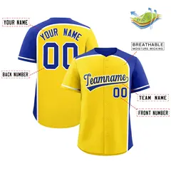 Gold Royal Color Block Authentic Baseball Jersey 2