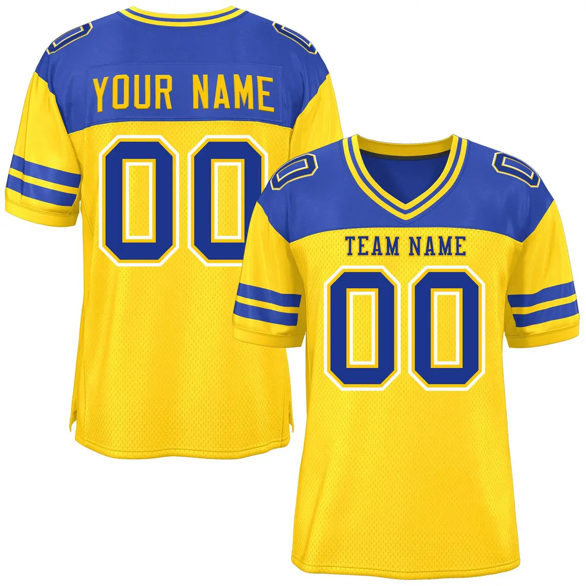 Gold Royal Color Block Authentic Football Jersey