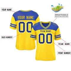 Gold Royal Color Block Authentic Football Jersey 2