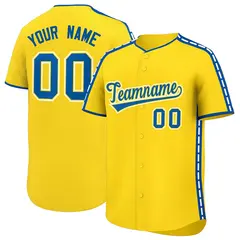 Gold Royal Color Block Side Dotted Line Baseball Jersey 1