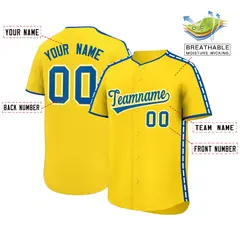 Gold Royal Color Block Side Dotted Line Baseball Jersey 2