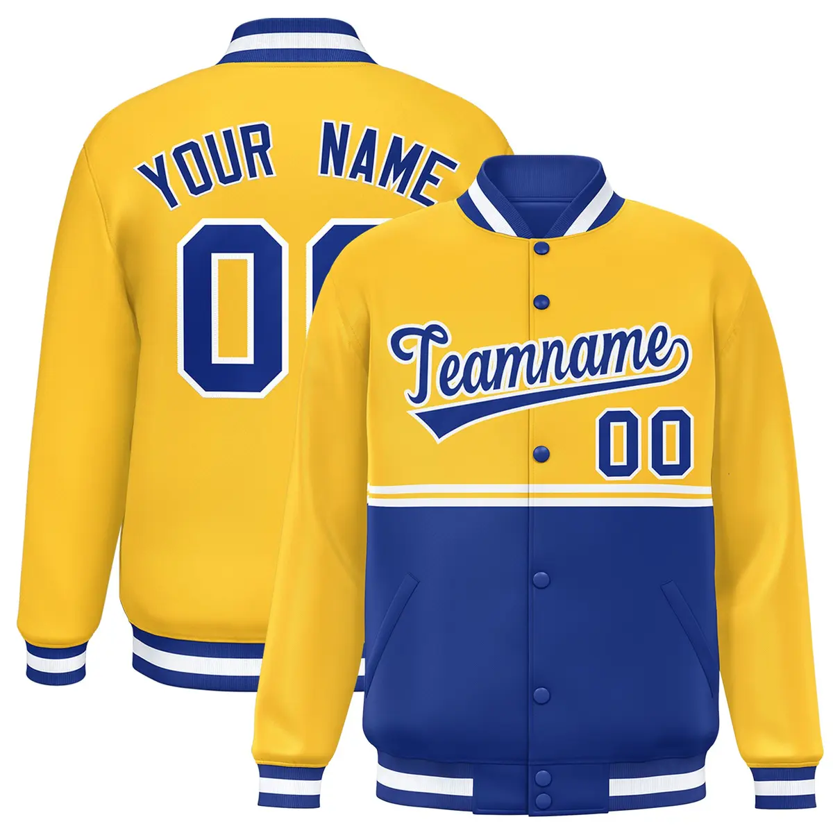 Gold Royal Color Block Varsity Letterman Jacket