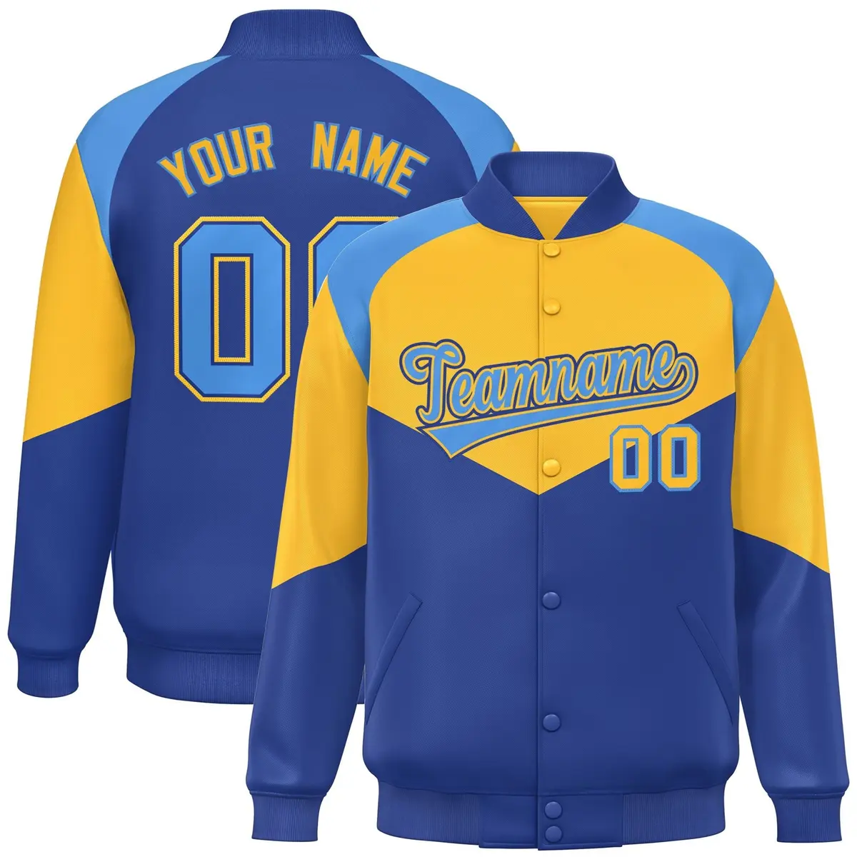 Gold Royal Color Block Varsity Letterman Jacket