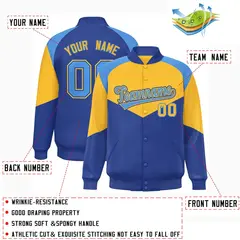 Gold Royal Color Block Varsity Letterman Jacket 2