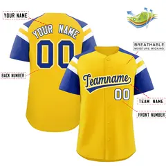 Gold Royal Contrast Raglan Baseball Jersey 2