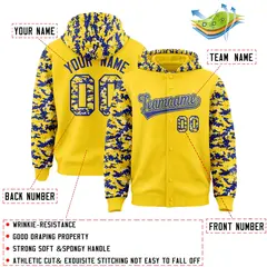Gold Royal-Cream Raglan Sleeves Camo Varsity Full-Snap Letterman Jacket 4