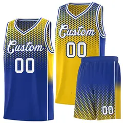 Gold Royal Dot Pattern Reversible Gradient Basketball Jersey Kits 1