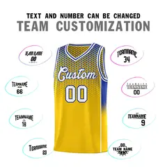 Gold Royal Dot Pattern Reversible Gradient Basketball Jersey Kits 4