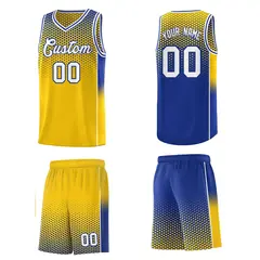 Gold Royal Dot Pattern Reversible Gradient Basketball Jersey Kits 5