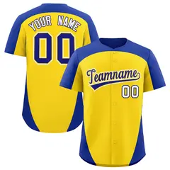 Gold Royal Edge Color Block Baseball Jersey 1