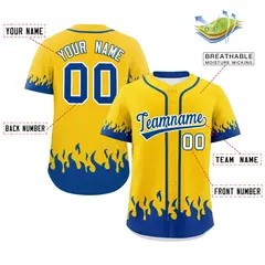 Gold Royal Flame Graffiti Authentic Baseball Jersey 2