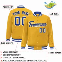 Gold Royal-Gold Classic Varsity Full-Snap Letterman Jacket 2