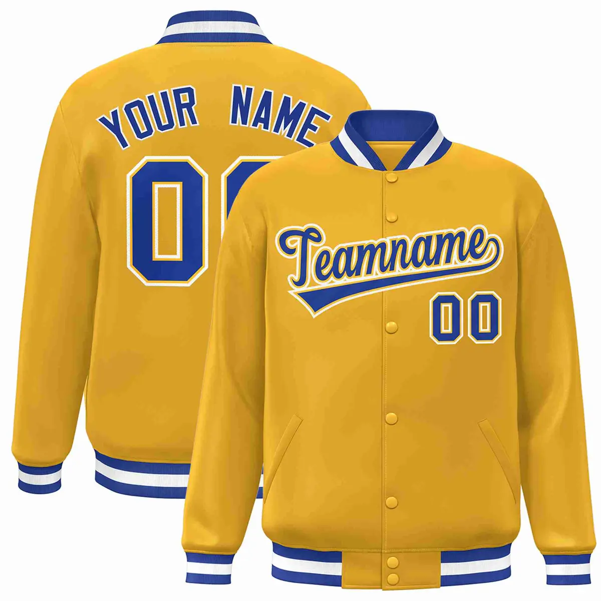 Gold Royal-Gold Classic Varsity Full-Snap Letterman Jacket
