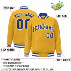 Gold Royal-Gold Classic Varsity Full-Snap Letterman Jacket 2