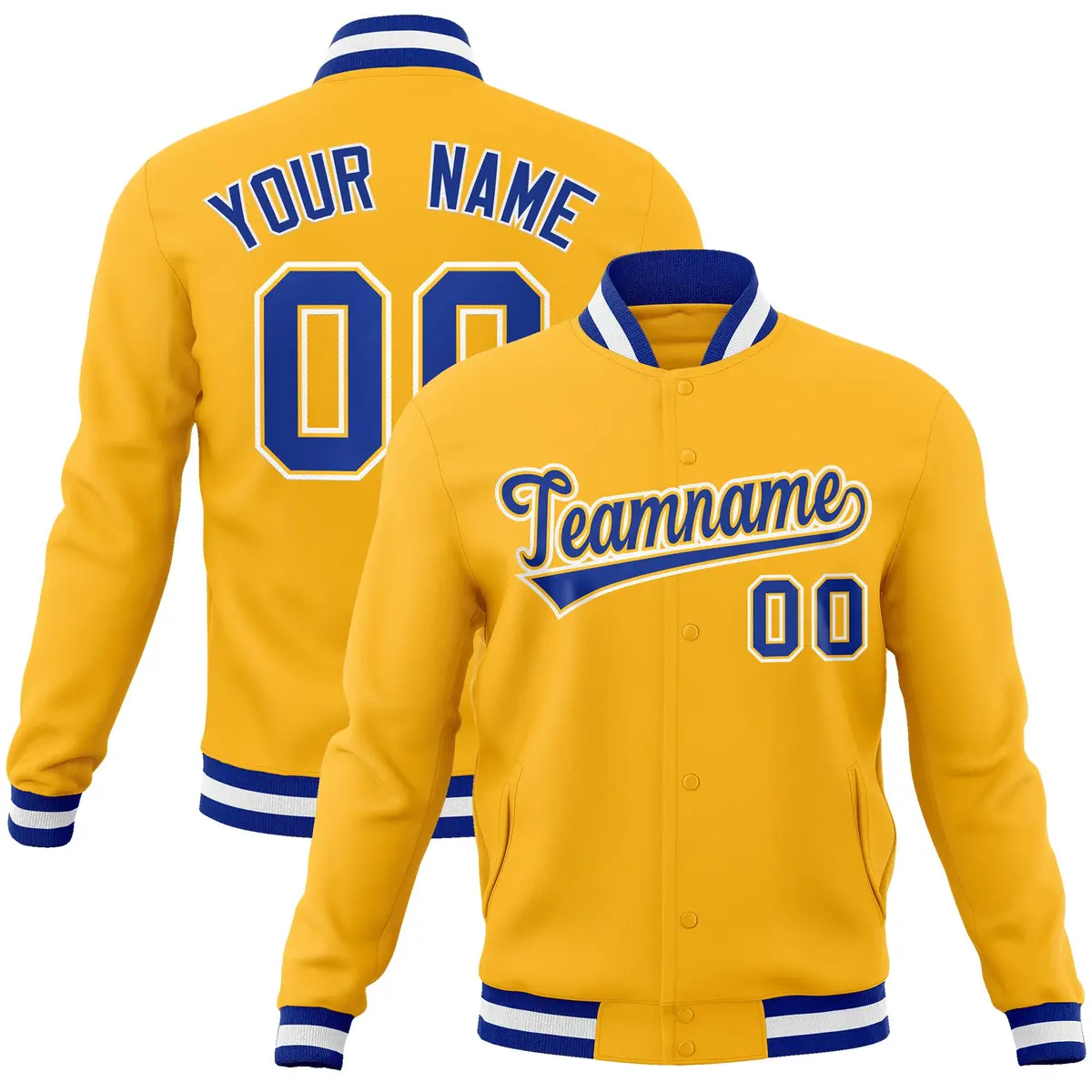 Gold Royal-Gold Classic Varsity Full-Snap Letterman Jacket
