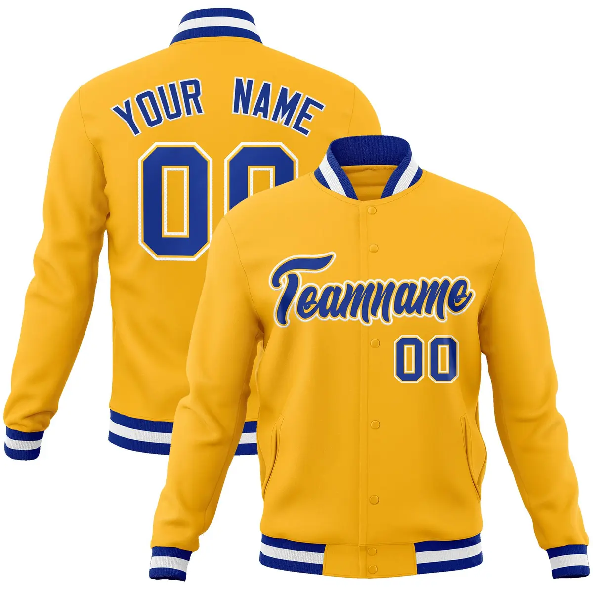 Gold Royal-Gold Classic Varsity Full-Snap Letterman Jacket