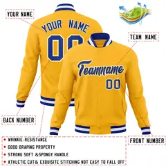 Gold Royal-Gold Classic Varsity Full-Snap Letterman Jacket 4