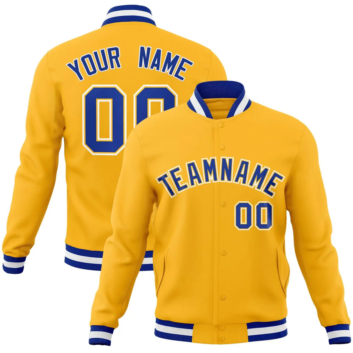 Gold Royal-Gold Classic Varsity Full-Snap Letterman Jacket