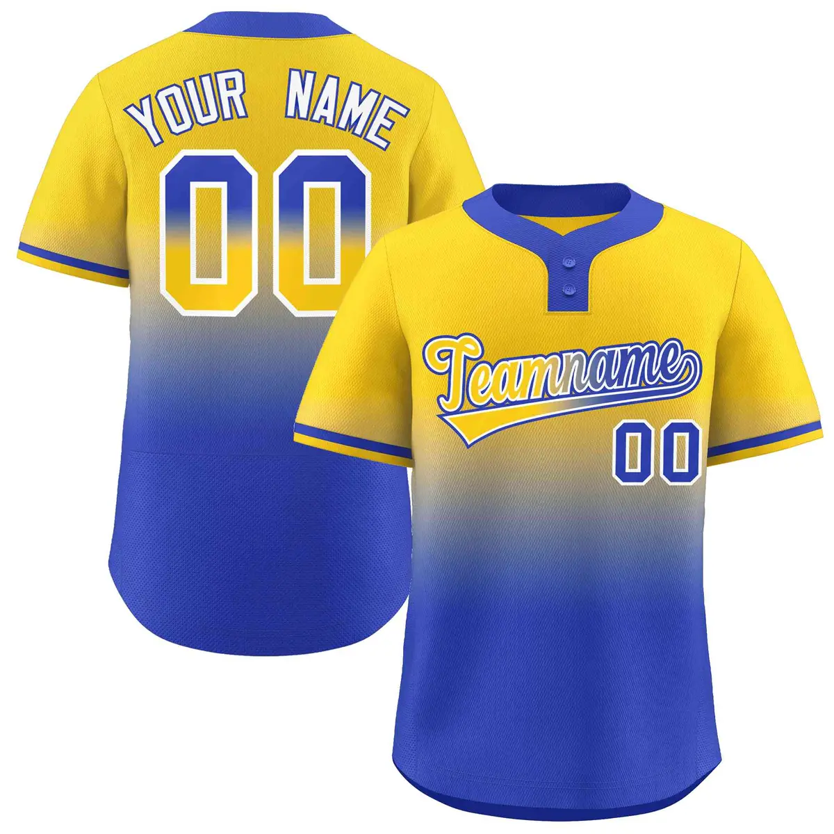 Gold Royal Gold-White Gradient Two-Button Softball Jersey