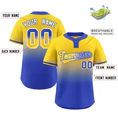 Gold Royal Gold-White Gradient Two-Button Softball Jersey 2
