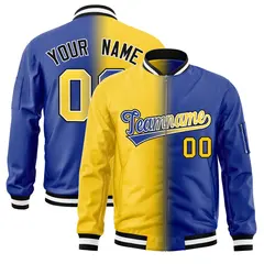 Gold Royal Gradient Full-Zip Fashion Letterman Bomber Jacket