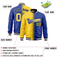 Gold Royal Gradient Full-Zip Fashion Letterman Bomber Jacket 2