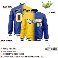 Gold Royal Gradient Full-Zip Fashion Letterman Bomber Jacket 2