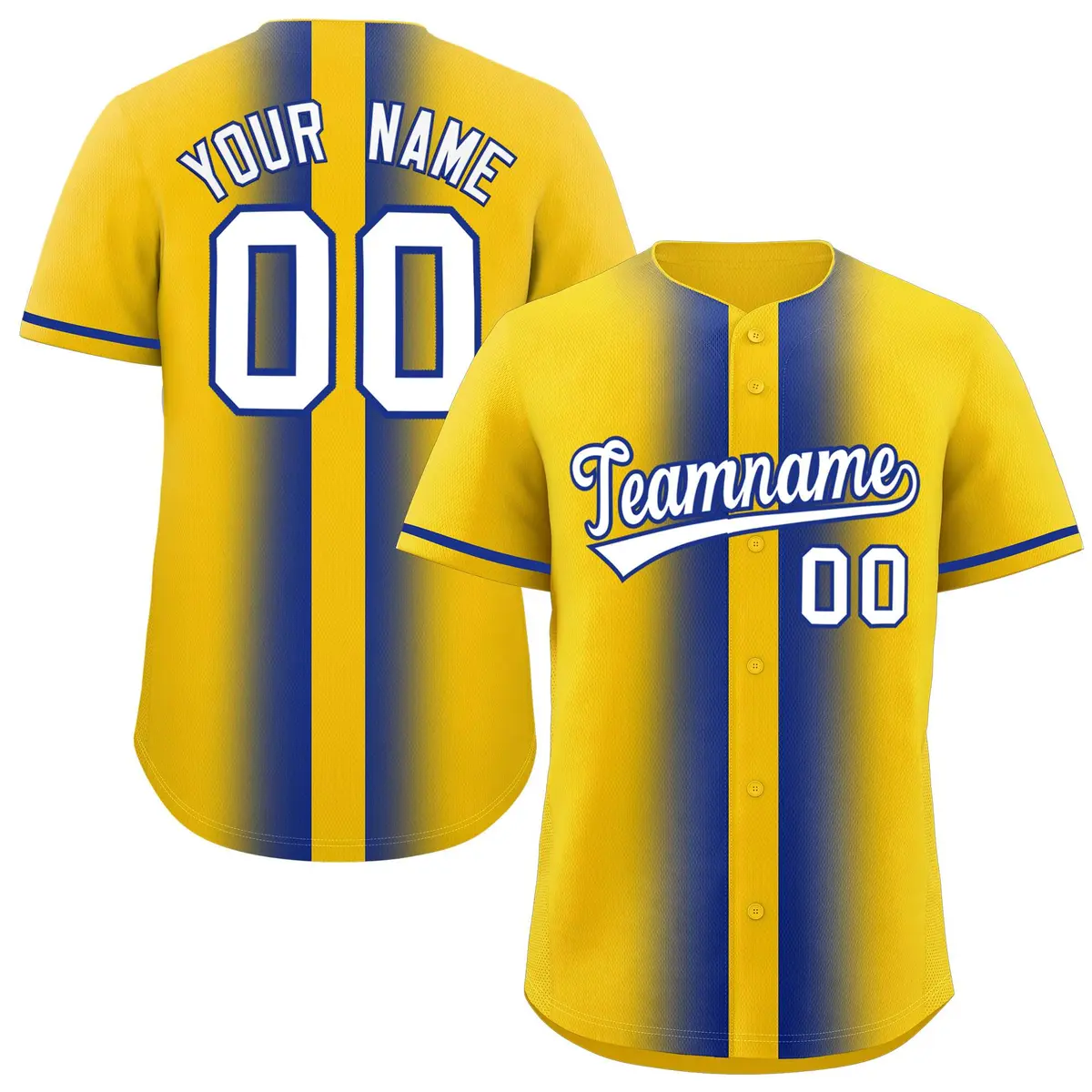 Gold Royal Gradient Lapel Fashion Baseball Jersey