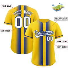 Gold Royal Gradient Lapel Fashion Baseball Jersey 2