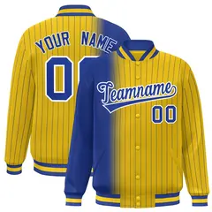 Gold Royal Gradient Pinstripe Varsity Full-Snap Letterman Jacket 1