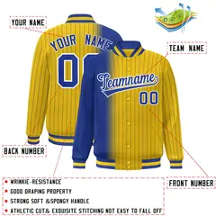 Gold Royal Gradient Pinstripe Varsity Full-Snap Letterman Jacket 2