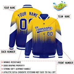 Gold Royal Gradient Polka Dot Varsity Baseball Jacket 2