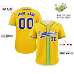 Gold Royal Gradient Ribbed Authentic Baseball Jersey 2