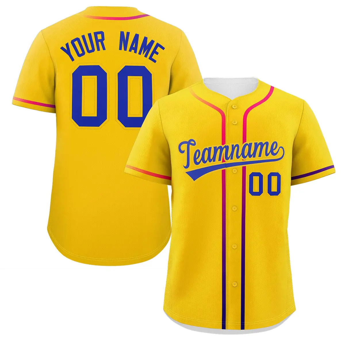 Gold Royal Gradient Ribbed Authentic Baseball Jersey