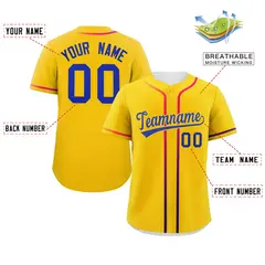 Gold Royal Gradient Ribbed Authentic Baseball Jersey 2