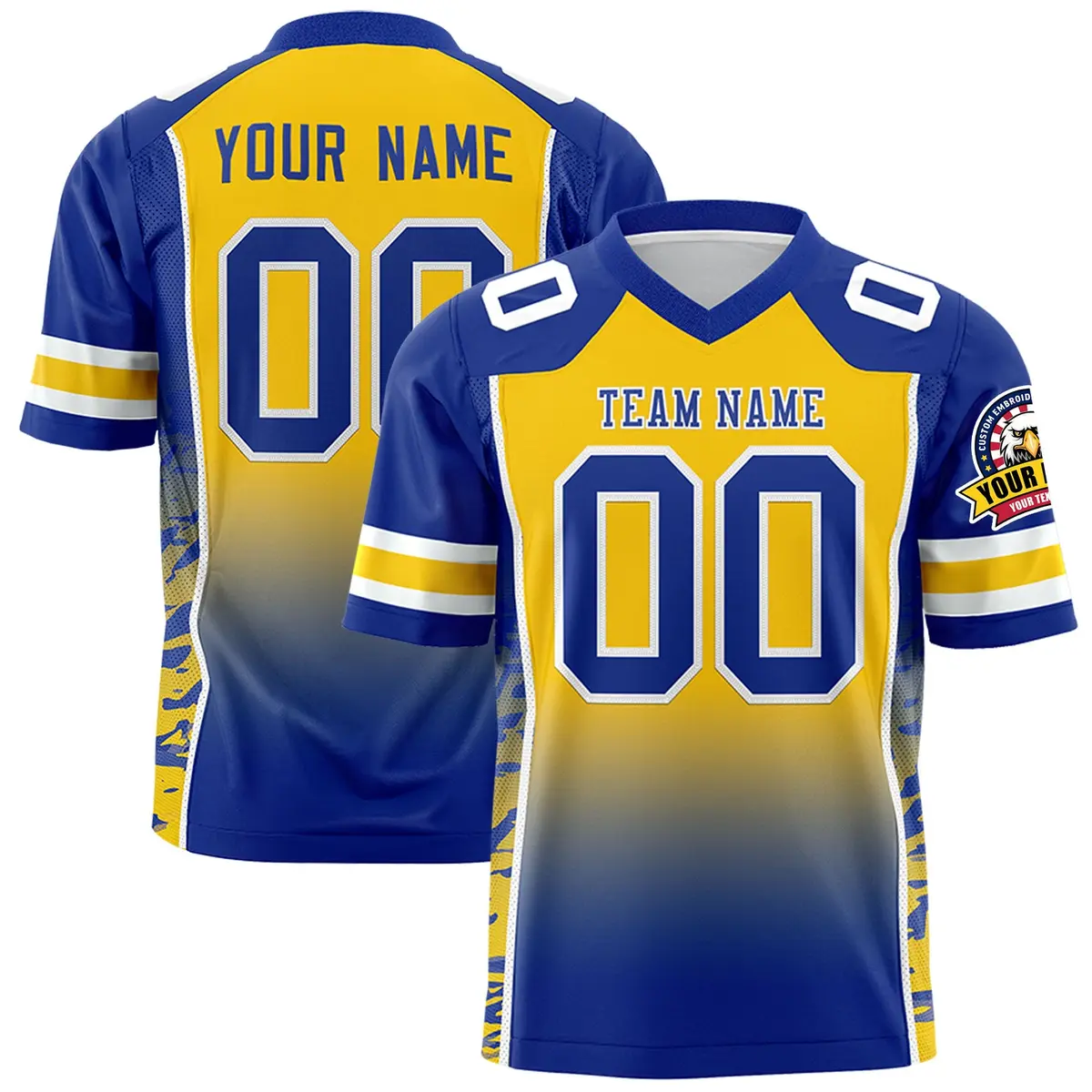 Gold Royal Gradient Side Pattern Authentic Football Jersey