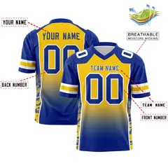 Gold Royal Gradient Side Pattern Authentic Football Jersey 2