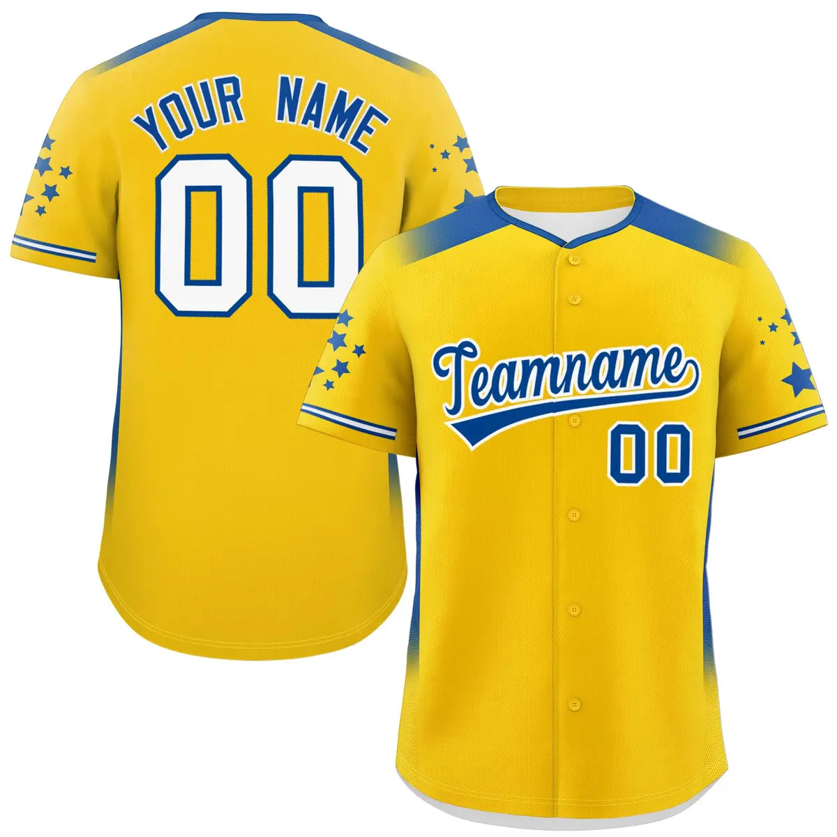 Gold Royal Gradient Star Pattern Authentic Baseball Jersey