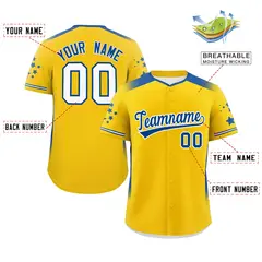 Gold Royal Gradient Star Pattern Authentic Baseball Jersey 2