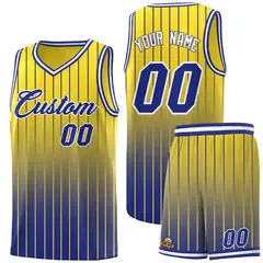 Gold Royal Gradient Stripe Fashion Basketball Jersey