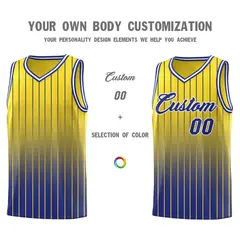 Gold Royal Gradient Stripe Fashion Basketball Jersey 3