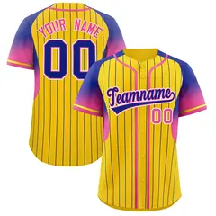 Gold Royal Gradient Stripe Fashion Sleeves Baseball Jersey