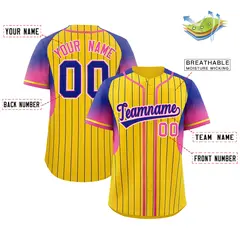 Gold Royal Gradient Stripe Fashion Sleeves Baseball Jersey 2